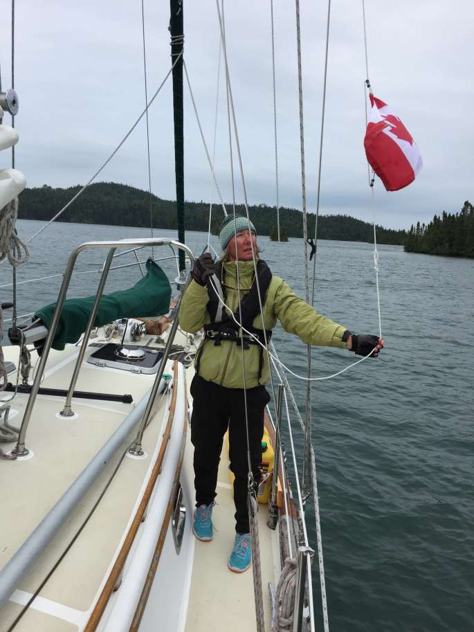 Hoisting the Maple Leaf at Loon Harbour