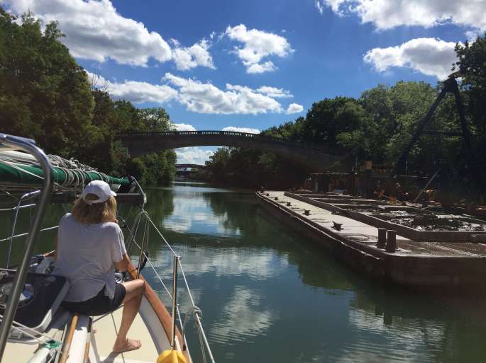 A canal work barge outside of Rochester. There was quite a bit of dredging activity.