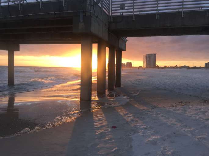 Sunset from the beach in front of the condo